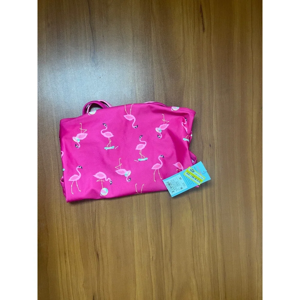 Cat & Jack Girls Pink Flamingo Print One Piece Swimsuit 5T New With Tags